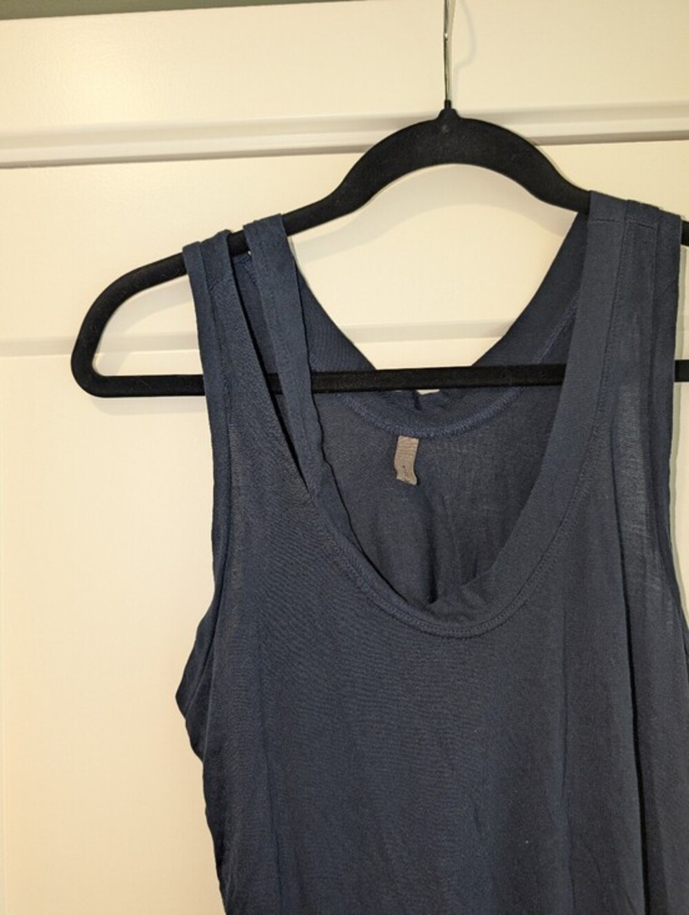 Eryn Brinie Navy Blue Asymmetrical Hem Scoopneck Tank Top